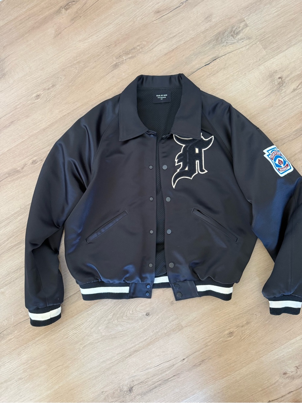 Fear of God 5th Collection Satin Manuel Baseball Coaches Jacket